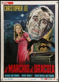 9z427 SCARS OF DRACULA Italian 1p '71 Tarantelli art of vampire Christopher Lee, Hammer horror!