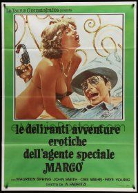 9z464 UP! Italian 1p R84 Russ Meyer, art of sexy near-naked girl & sheriff with a limp gun!