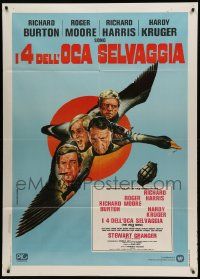 9z469 WILD GEESE Italian 1p '78 different Piovano art of Richard Burton, Roger Moore & Harris!