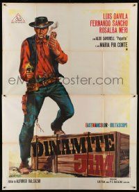 9z179 DYNAMITE JIM Italian 2p '66 Stefano spaghetti western art of cowboy with dynamite & gun!
