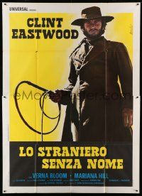 9z184 HIGH PLAINS DRIFTER Italian 2p '73 art of Clint Eastwood holding whip by Enzo Nistri!