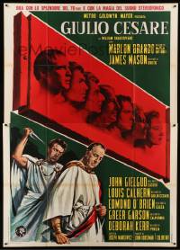 9z192 JULIUS CAESAR Italian 2p R60s art of Marlon Brando, James Mason & Greer Garson, Shakespeare