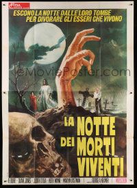 9z205 NIGHT OF THE LIVING DEAD Italian 2p '70 cool different Ciriello art of zombies in graveyard!