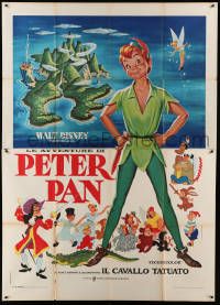 9z210 PETER PAN Italian 2p R70s Disney animated cartoon fantasy classic, great full-length art!