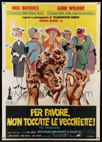 9z212 PRODUCERS Italian 2p R75 Mel Brooks classic, different art of Gene Wilder & old ladies!