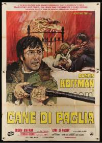 9z225 STRAW DOGS Italian 2p '72 Peckinpah, completely different art of Dustin Hoffman by Ciriello!