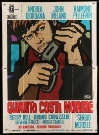 9z228 TASTE OF DEATH Italian 2p '68 Sergio Merolle, cool spaghetti western artwork by Symeoni!