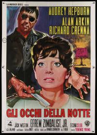 9z234 WAIT UNTIL DARK Italian 2p R70s different Serafini art of blind Audrey Hepburn & Alan Arkin!
