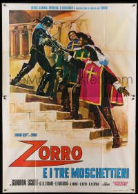 9z240 ZORRO & THE 3 MUSKETEERS Italian 2p R70s Sciotti art of the masked hero & swashbucklers!