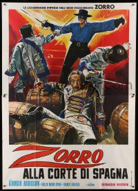 9z241 ZORRO IN THE COURT OF SPAIN Italian 2p R70s Casaro art of masked hero fighting soldiers!