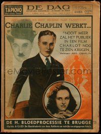 9z015 DE DAG Belgian magazine May 1, 1937 three great cover images of Charlie Chaplin + article!