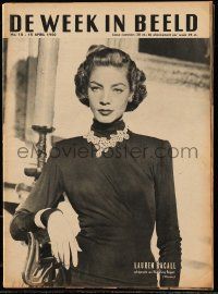 9z017 DE WEEK IN BEELD Dutch magazine April 15, 1950 great cover image of sexy Lauren Bacall!