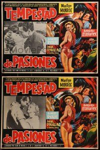 9z493 CLASH BY NIGHT 2 Mexican LCs R60s Fritz Lang, Stanwyck, Marilyn Monroe in the border!