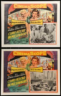 9z501 HOW TO MARRY A MILLIONAIRE 2 Mexican LCs '54 great images of Marilyn Monroe, Grable & Bacall!
