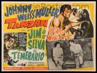 9z562 JUNGLE MAN-EATERS Mexican LC '54 Johnny Weissmuller as Tarzan-like Jungle Jim w/ explosives!