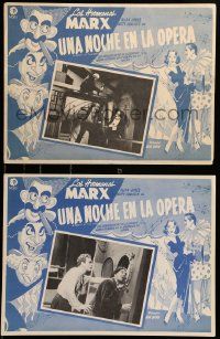 9z505 NIGHT AT THE OPERA 2 Mexican LCs R60s cool Marx Brothers border art, Harpo & Chico!
