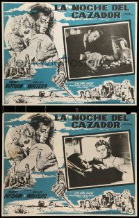 9z506 NIGHT OF THE HUNTER 2 Mexican LCs '55 Robert Mitchum, Charles Laughton classic noir!