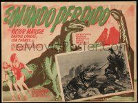9z585 ONE MILLION B.C. Mexican LC R60s caveman Victor Mature with spear attacking dinosaur!