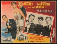 9z603 SABRINA Mexican LC '54 Audrey Hepburn between Humphrey Bogart & William Holden, Billy Wilder