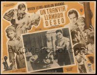 9z615 STREETCAR NAMED DESIRE Mexican LC '51 Marlon Brando & frightened Vivien Leigh, Elia Kazan