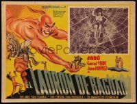 9z621 THIEF OF BAGDAD Mexican LC R50s close up of Sabu in giant spider web + cool border art!