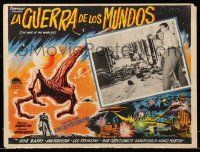 9z627 WAR OF THE WORLDS Mexican LC R65 c/u of Gene Barry holding scared Ann Robinson!