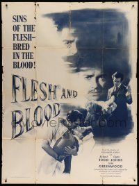 1b005 FLESH & BLOOD 2sh '52 Richard Todd, Glynis Johns, sins of the flesh bred in the blood!