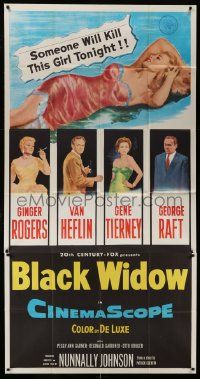 1b483 BLACK WIDOW 3sh '54 Ginger Rogers, Gene Tierney, Van Heflin, George Raft, sexy art!