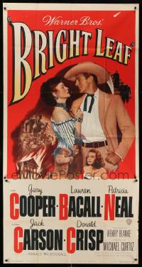 1b501 BRIGHT LEAF 3sh '50 great romantic close up of Gary Cooper & sexy Lauren Bacall!