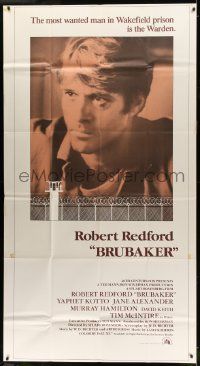 1b502 BRUBAKER 3sh '80 warden Robert Redford is the most wanted man in Wakefield prison!