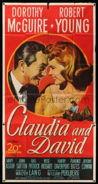 1b523 CLAUDIA & DAVID 3sh '46 romantic close up artwork of Dorothy McGuire & Robert Young!