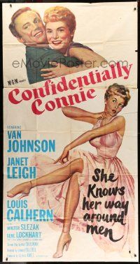 1b527 CONFIDENTIALLY CONNIE 3sh '53 great full-length art of sexy Janet Leigh + c/u w/Van Johnson!
