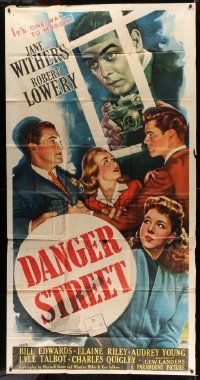 1b540 DANGER STREET 3sh '47 Jane Withers, Robert Lowery, it's one way... to MURDER and DEATH!