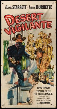 1b547 DESERT VIGILANTE 3sh '49 art of Charles Starrett as the Durango Kid & Smiley Burnette!