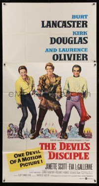 1b549 DEVIL'S DISCIPLE 3sh '59 Burt Lancaster, Kirk Douglas & Laurence Olivier all with two guns!