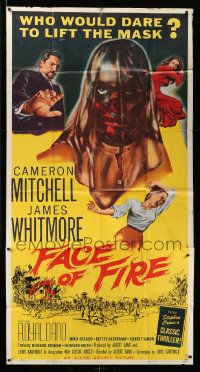1b564 FACE OF FIRE 3sh '59 Albert Band, wild horror art, would you dare lift the mask?