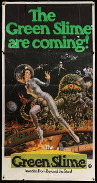 1b613 GREEN SLIME 3sh '69 classic cheesy sci-fi movie, art of sexy astronaut & monster by Vic Livoti
