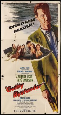 1b615 GUILTY BYSTANDER 3sh '50 alcoholic ex-cop detective Zachary Scott, cool film noir image!
