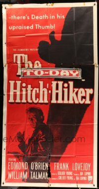 1b639 HITCH-HIKER 3sh '53 different film noir image of man with upraised thumb & shadow!
