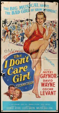 1b655 I DON'T CARE GIRL 3sh '52 great full-length art of sexy showgirl Mitzi Gaynor!