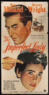 1b660 IMPERFECT LADY 3sh '46 art of Teresa Wright, who can send Ray Milland to his death!