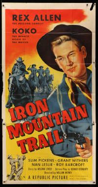 1b668 IRON MOUNTAIN TRAIL revised 3sh '53 great close up art of cowboy Rex Allen with smoking gun!