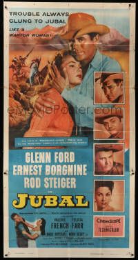 1b679 JUBAL 3sh '56 cowboys Glenn Ford, Ernest Borgnine & Rod Steiger, sexy French & Farr!