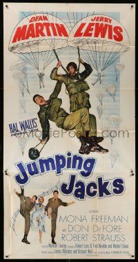 1b682 JUMPING JACKS 3sh '52 great image of Army paratroopers Dean Martin & Jerry Lewis!