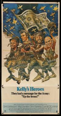 1b686 KELLY'S HEROES 3sh '70 Clint Eastwood, Telly Savalas, best Jack Davis Spirit of 76 art!