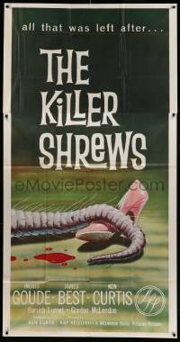 1b689 KILLER SHREWS 3sh '59 classic horror art of all that was left after the monster attack!