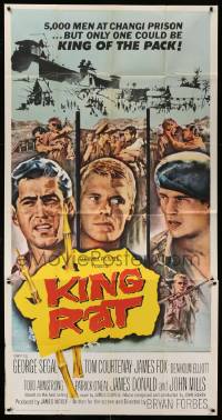 1b690 KING RAT style B 3sh '65 art of George Segal & Tom Courtenay, James Clavell, World War II POWs