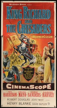 1b691 KING RICHARD & THE CRUSADERS 3sh '54 Rex Harrison, Virginia Mayo, George Sanders, Holy War!