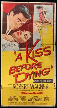 1b692 KISS BEFORE DYING 3sh '56 great close up art of Robert Wagner & Joanne Woodward!