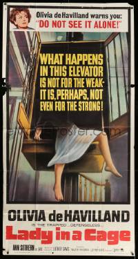 1b693 LADY IN A CAGE 3sh '64 Olivia de Havilland, It is not for the weak, not even for the strong!